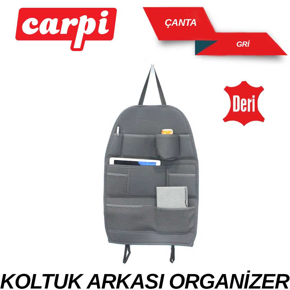 CEPLiK KOLTUK ARKASI ORGANiZER DERi GRi ÇANTALI 1